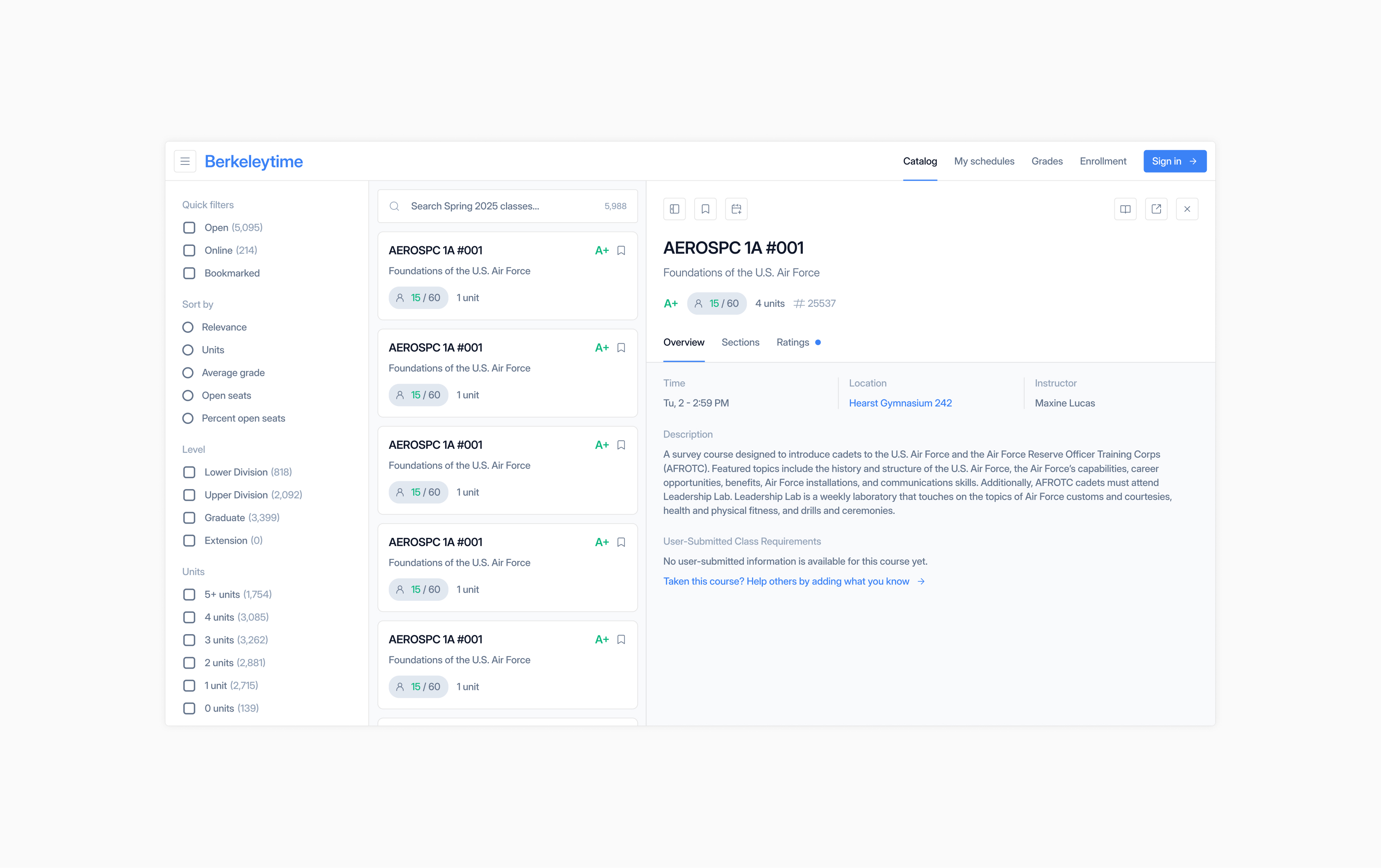 Berkeleytime Design System screenshot 2